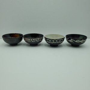 Kafuh Rice Bowls Brown Earthenware Sauce Dip Condiment Bowls